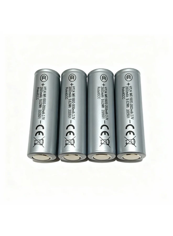 robotgcc 18650 Flat Top Rechargeable Li-ion Battery 3.7V 2600mAh Each (4 Pack) | IMR Lithium Ion Cells for Battery Packs, Robotics, Flashlights, DIY Electronics & Energy Storage Bundle - Image 4